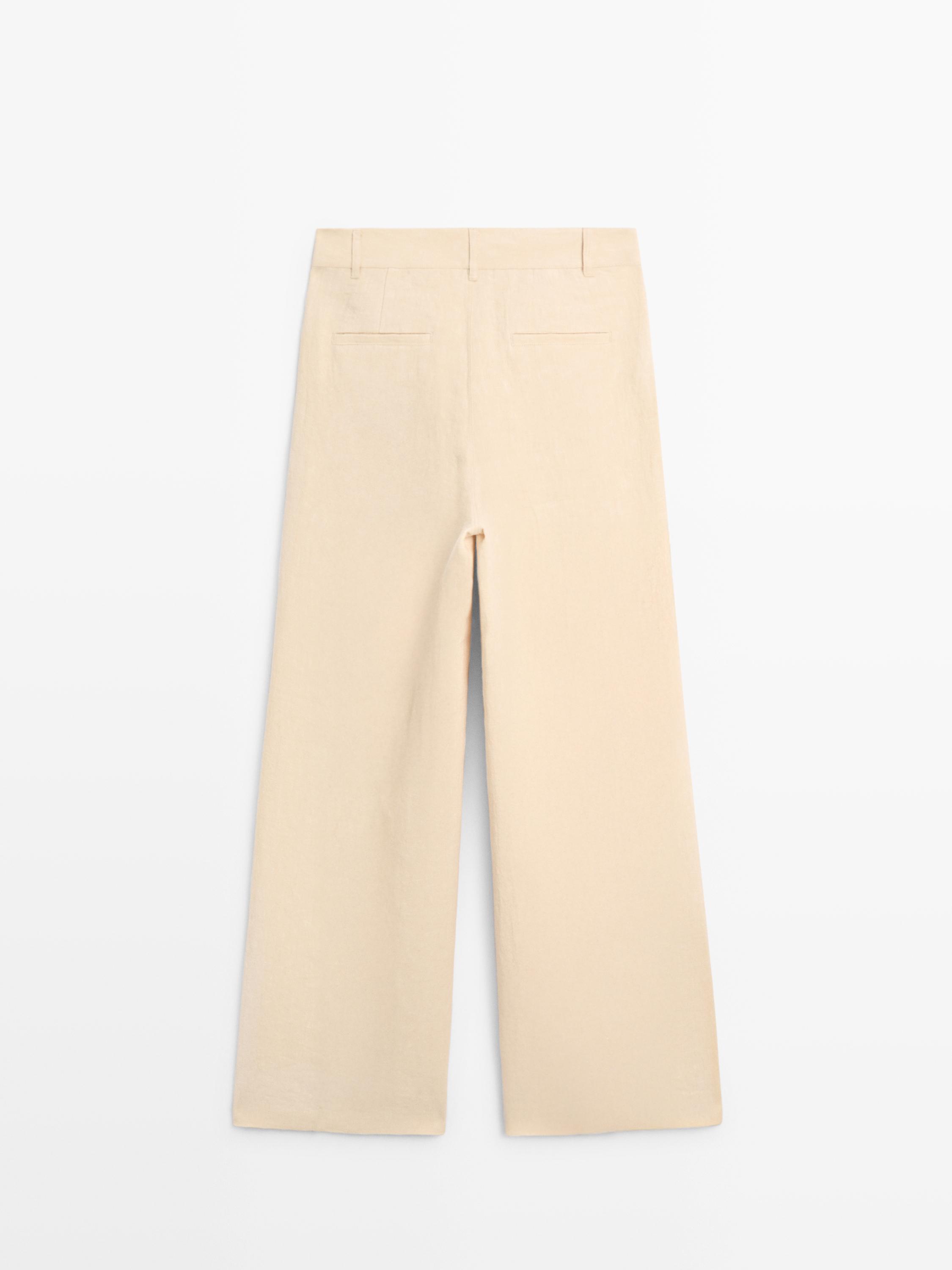 Pantalon wide leg en lin avec poches